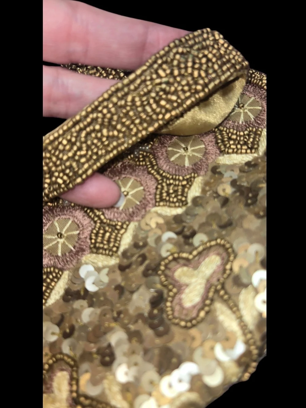 Vintage Art Deco UK Pat 151024 Embellished Beaded Sequin Handbag in Champagne